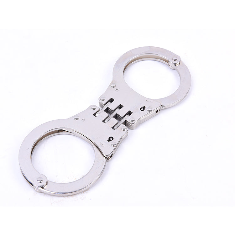 Police hinged handcuffs heavy duty metal restraints bondage cuffs bdsm safety double lock.