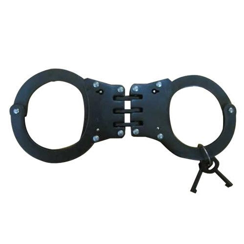 Police hinged handcuffs heavy duty metal restraints bondage cuffs bdsm safety double lock.