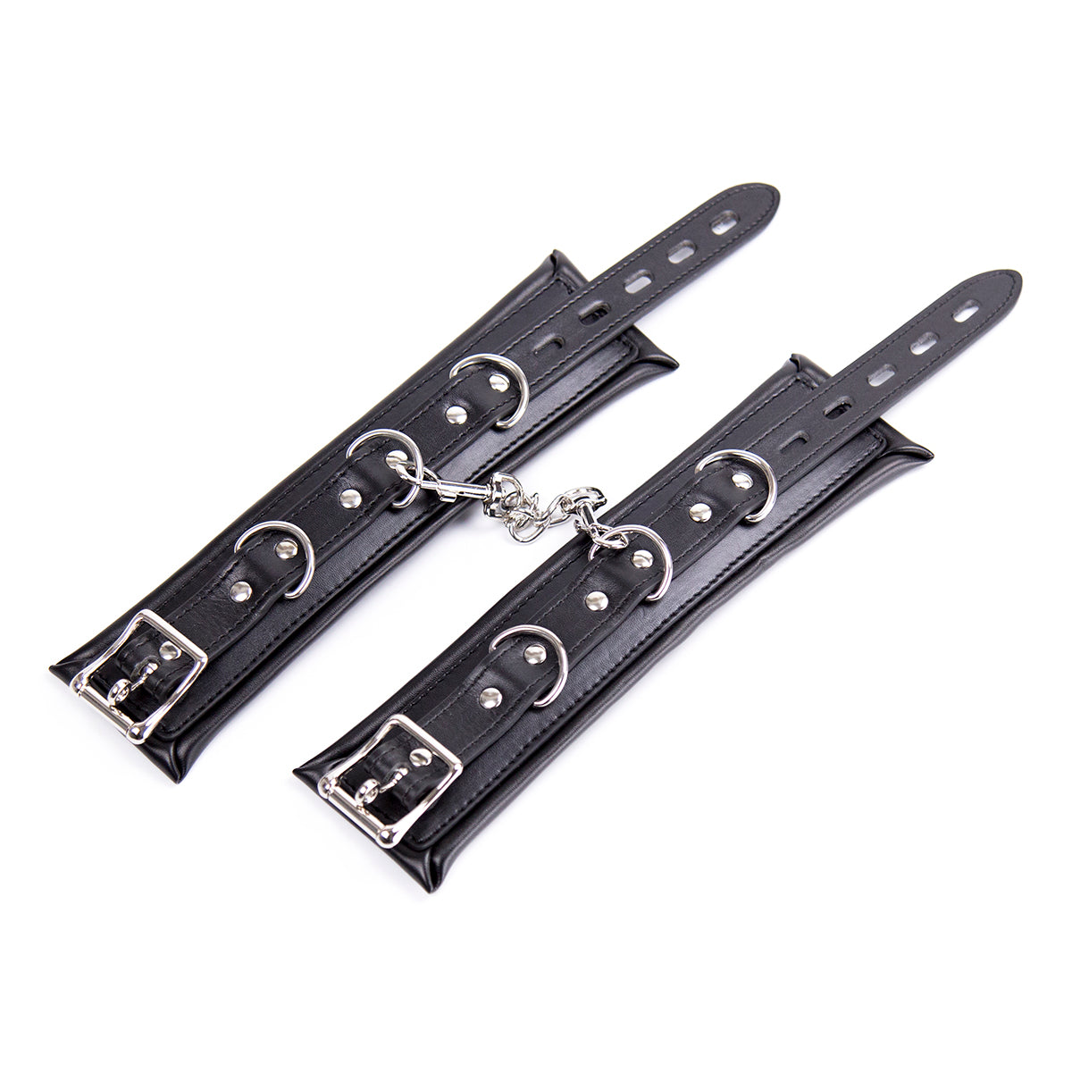 Soft Leather Handcuffs 3 Lock Rings