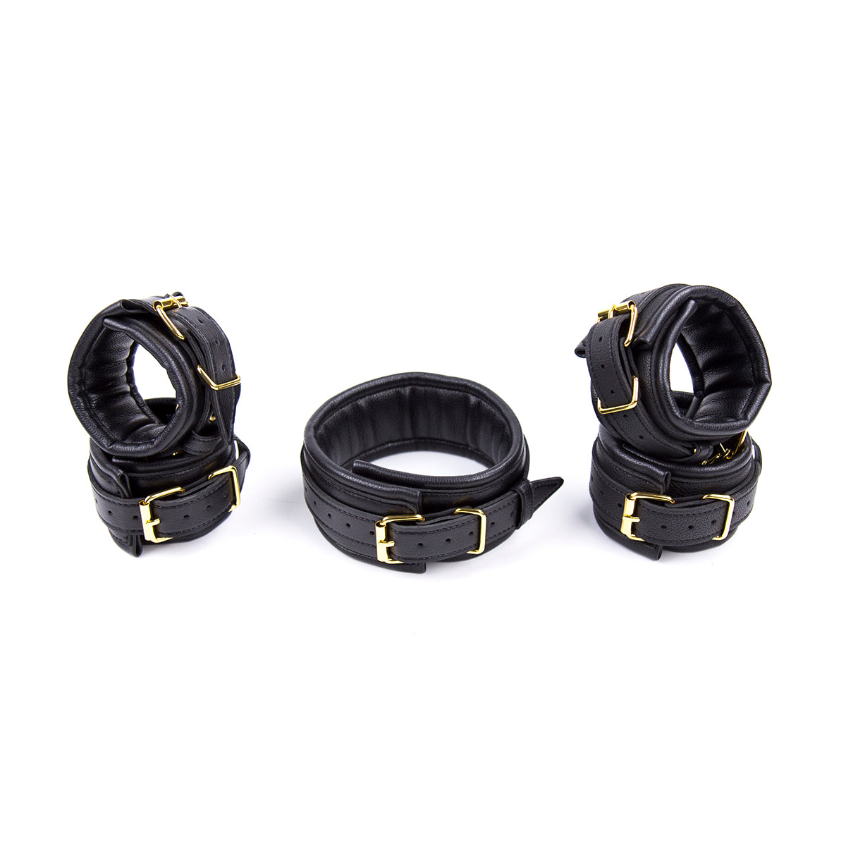 Caviar Leather Hand, Ankle Cuffs and Collar