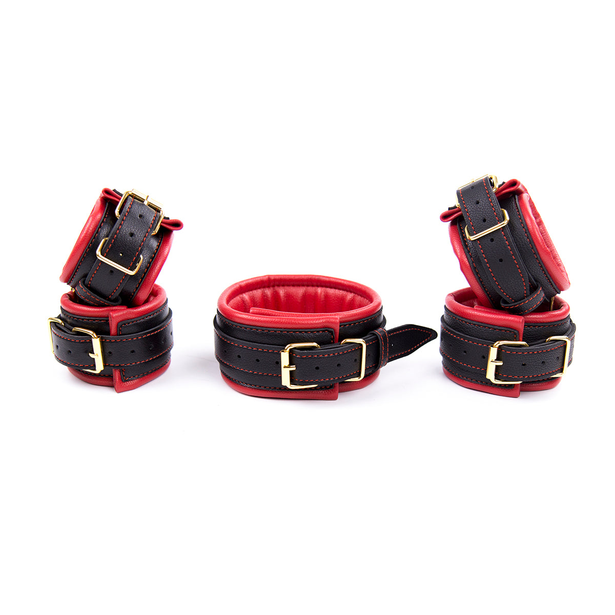 Caviar Leather Hand, Ankle Cuffs and Collar